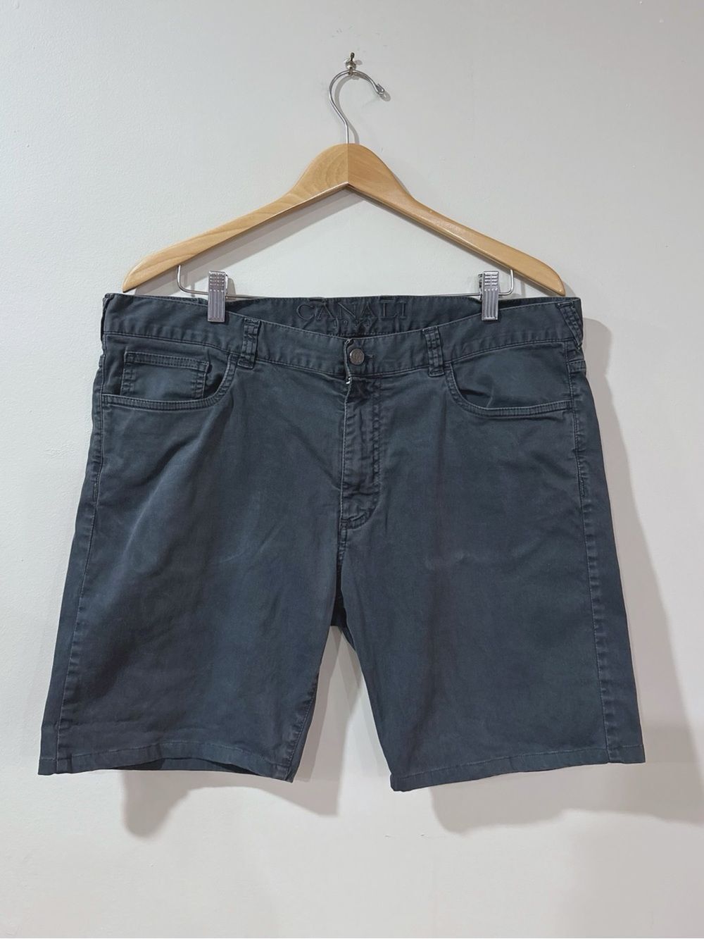 Canali Shorts Men 56 US Waist 40 Gray Cotton Flat Front Casual Preppy Luxury